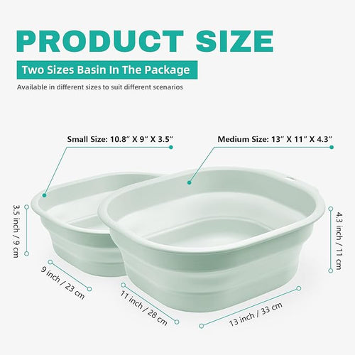 2 Pack Collapsible Wash Basin Set, Foldable Dish Tub, Small Medium Portable Sink - Image 2