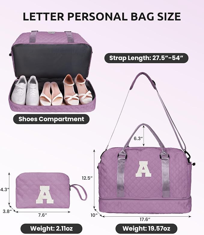 Gifts for Her-Overnight Bags for Women, Personalized Weekender Bag, Monogram - Image 3