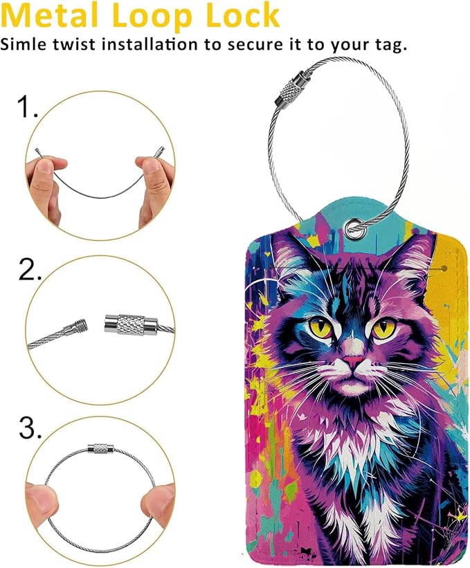 Colorful Cat 2 Pack Luggage Tag - Image 3