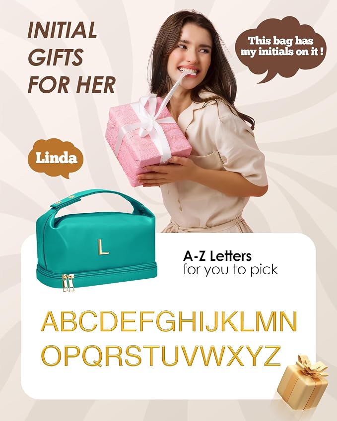 Letter Gifts for Women Birthday, Monogrammed Makeup Bag - Image 2