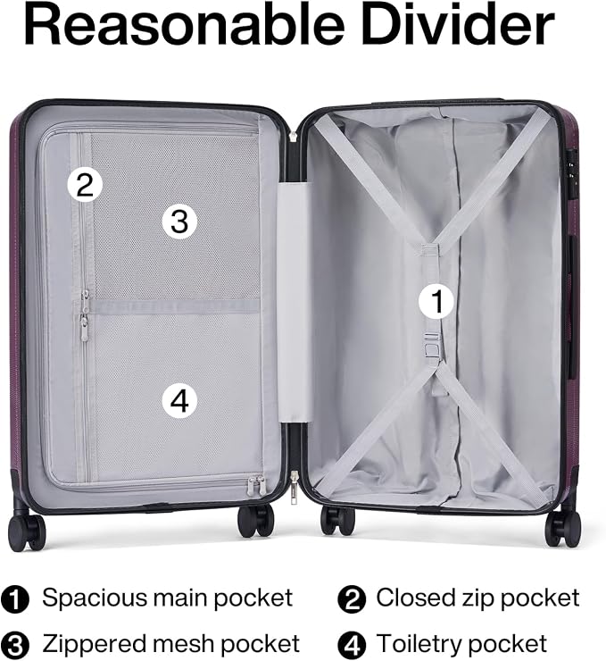 Hanke 20 Inch Carry On Luggage 22x14x9 Airline Approved Lightweight PC Hard - Image 5