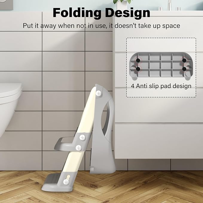 Potty Training Seat with Step Stool Ladder, Adjustable Foldable Potty Seat - Image 5