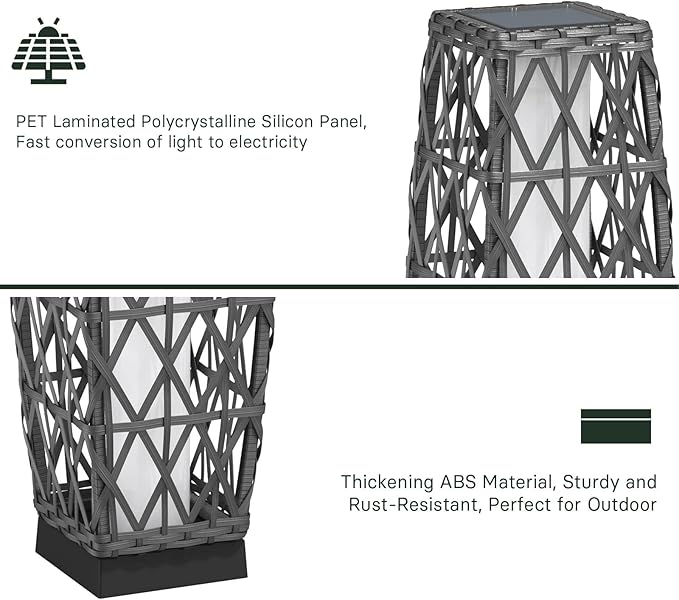 Grand patio 2-Piece Outdoor Solar-Powered Woven Wicker Lantern Floor Lamp - Image 6