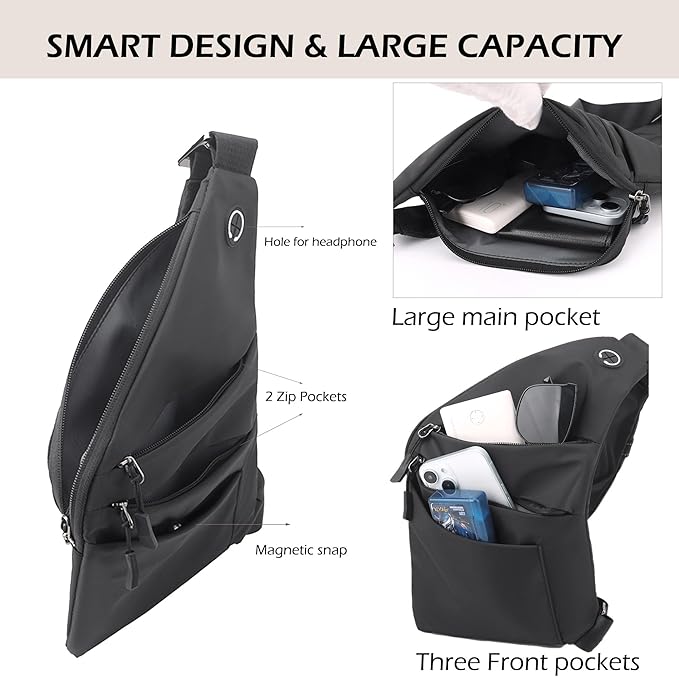 Anti Theft Crossbody Bags for Women Men, Slim Sling Bags - Image 3
