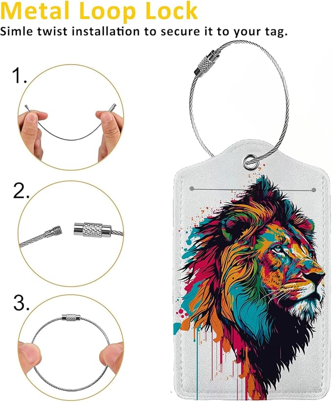 Colorful Lion in Pop Luggage Tags - Image 3