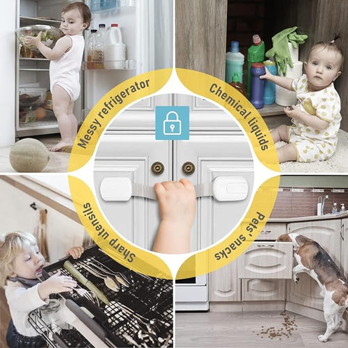 4our Kiddies 10 Pack Baby Proof Cabinet Latches, Childproof Drawer Latches - Image 2