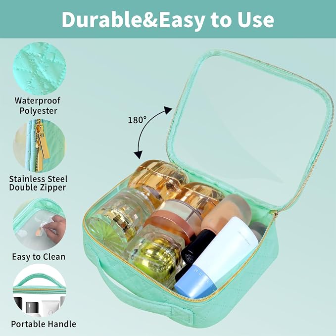 TSA Approved Travel Toiletry Bag, 2 Pack Clear Makeup Bags - Image 5