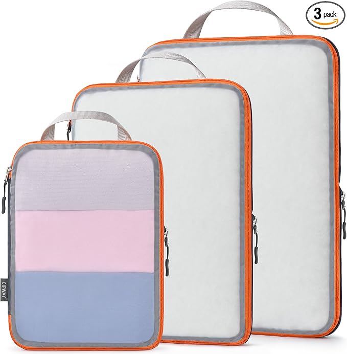 Cipway Mesh Compression Packing Cubes, Ultralight See Through Luggage Organizer by Cipway
