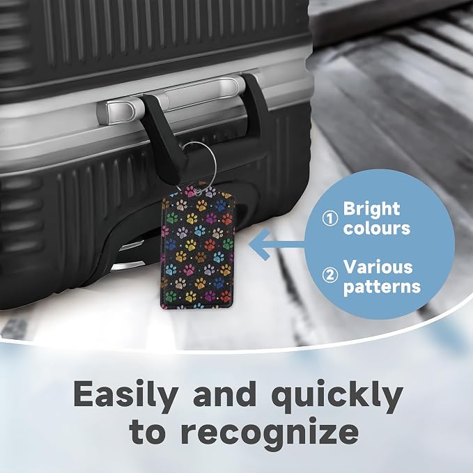 Colorful Paw Print Luggage Tags - Image 4