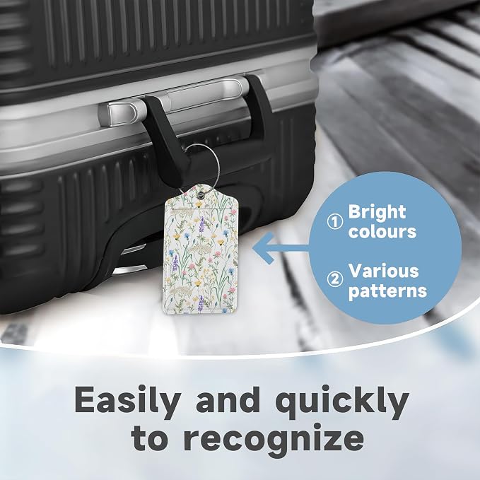 2 Pack Luggage Tag for Suitcase, Retro Lavender Leather Bag Tags Identifiers - Image 4