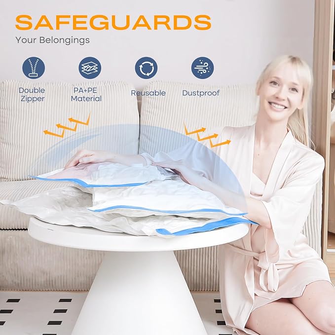 Vacuum Storage Bags for Clothing, 26 Pack Vacuum Seal Bags for Clothes - Image 4