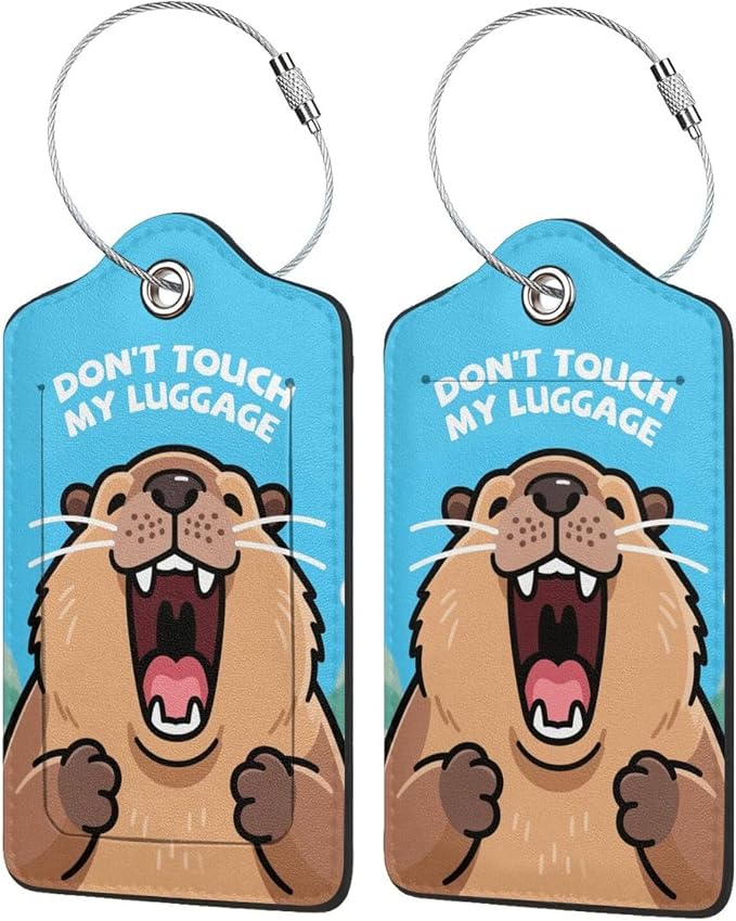 Fun Luggage Tags for Suitcases Leather Name Tag for Luggage Cute Travel Baggage by DONGPANCHN