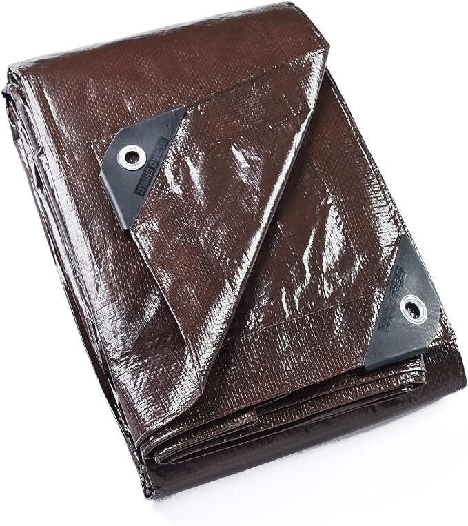GUARD SHIELD Brown Tarp 10x20 Feet Waterproof Tarps Lightweight Camping Tarp by GUARDSHIELD