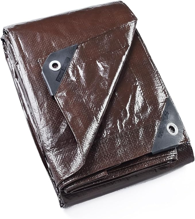 GUARD SHIELD Brown Tarp 12x12 Feet Waterproof Tarps Lightweight Camping Tarp by GUARDSHIELD