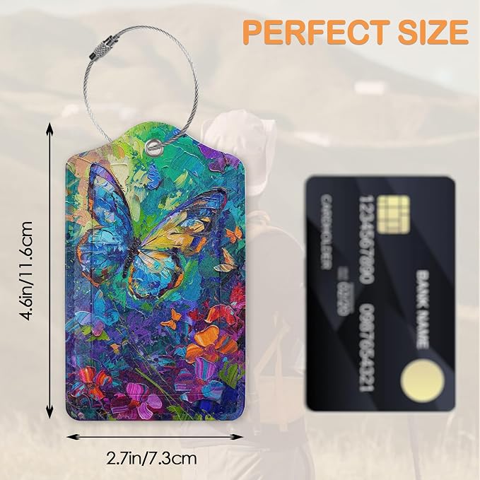 Abstract Colorful Butterfly 3 PCS PU Leather Luggage Tags - Image 2