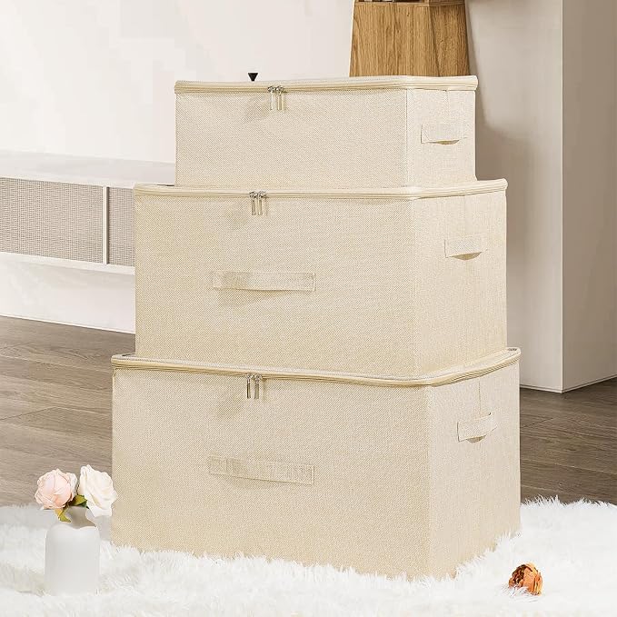 ANMINY Storage Bins with Zipper Lids 36 Qt Lidded Fabric Storage Boxes Baskets - Image 7