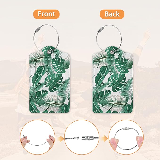 3 Pcs Luggage Tags for Suitcase, Tropical Palm Leaves and Flowers Luggage Tag - Image 3