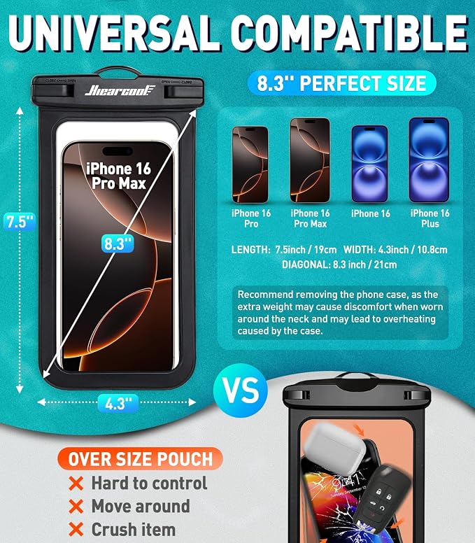 Hiearcool Waterproof Phone Pouch, Waterproof Cell Phone Dry Bag - Image 2