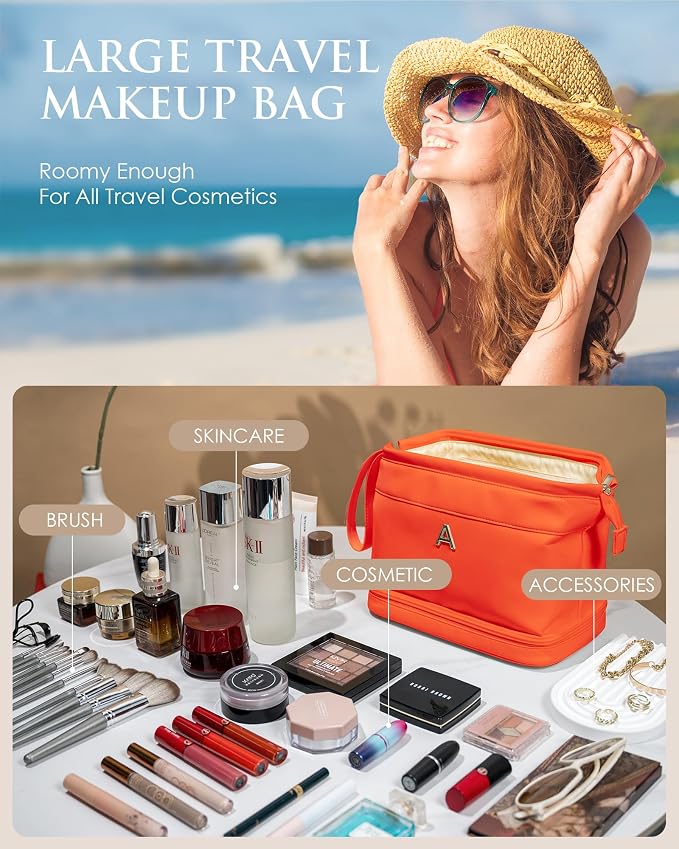 Gift for Granddaughter, Travel Gifts for Women-Initial Makeup Bag, Personalized - Image 2