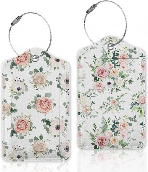 2 Pcs Luggage Tags for Suitcase, Watercolor Flowers Floral Blossom Luggage Tag by Oeaskly