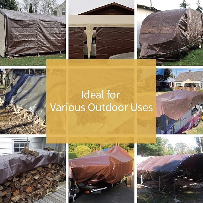 GUARD SHIELD Brown Tarp 8x12 Feet Waterproof Tarps Lightweight Camping Tarp - Image 5