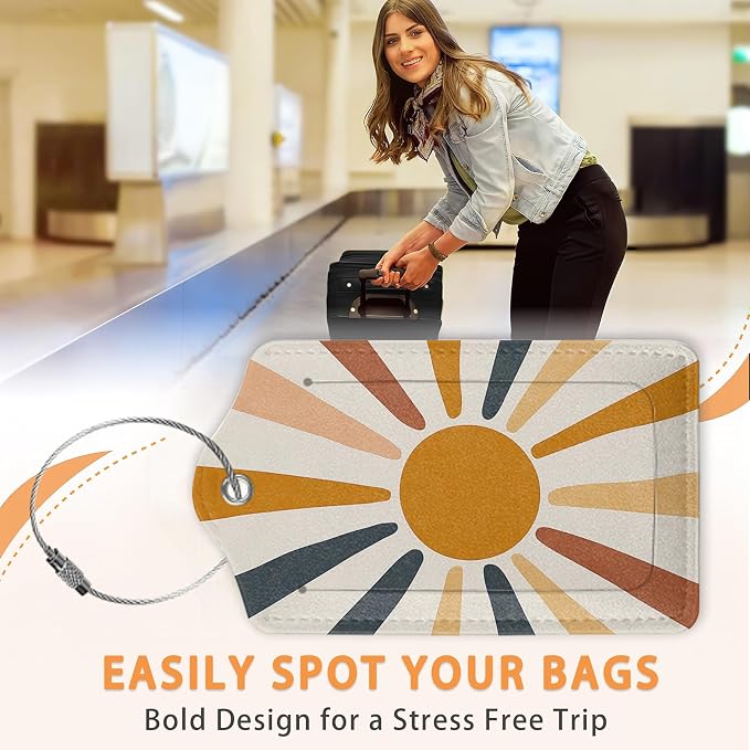 Boho Color Sunburst PU Leather Luggage Tags - Image 4