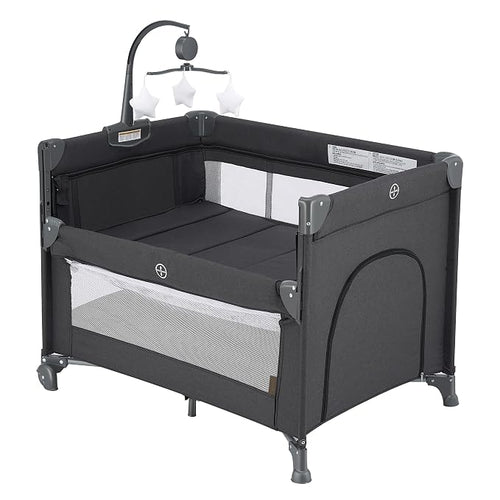 2-in-1 Pack and Play with Mattress, Baby Bassinet Bedside Sleeper, Bedside by QUTANIX