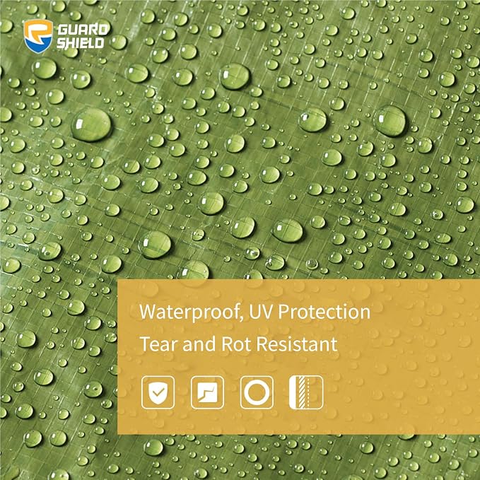 GUARD SHIELD Tarp Green 9x9 Feet Multi Purpose Waterproof Poly Tarp Cover 5mil - Image 3