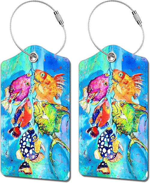 2 Pack Luggage Tag for Suitcase, Cute Unique Leather Bag Tags Identifiers by BestEioyo