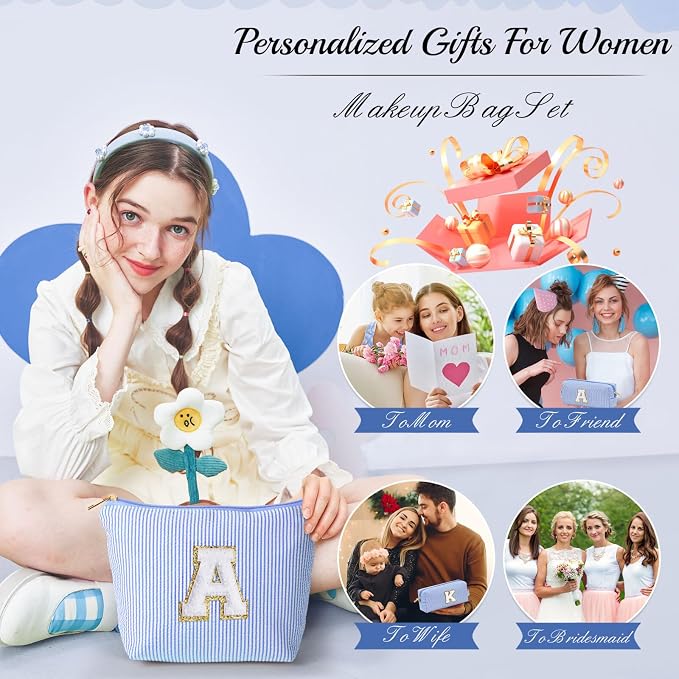 YOOLIFE Personalized Gifts for Women, Initial Makeup Bag - Image 3