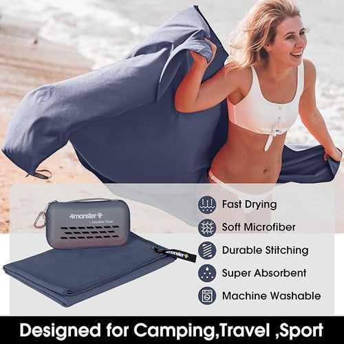 4Monster Camping Towels Super Absorbent, Fast Drying Microfiber Travel Towel - Image 2