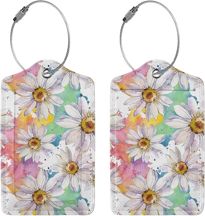Colorful Daisy Flower Luggage Tags Suitcase Tag Privacy Name ID Card Spring - Image 3
