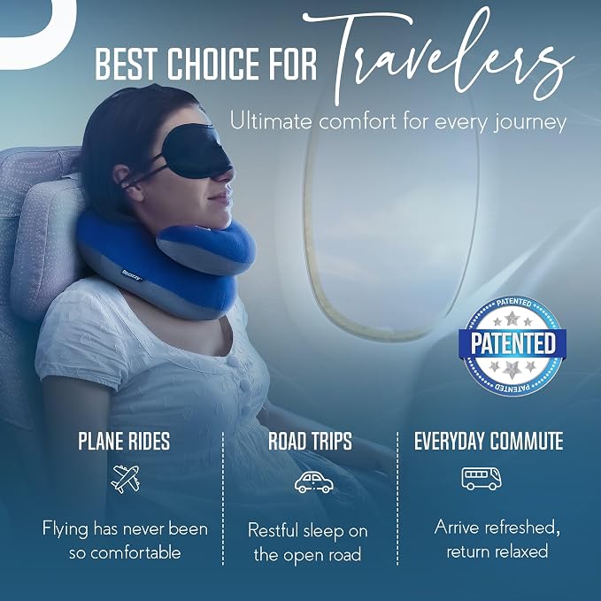 BCOZZY Travel Neck Pillow for Airplane– Patented Double Support for Head - Image 2