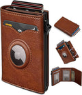 Airtag Wallet for Men, with Cash Pocket 2 ID Window 9-12 Cards, Metal Case by Miyozi