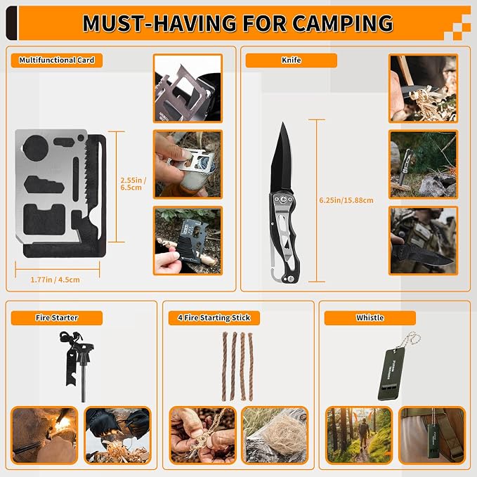 Survival Kit, Gifts for Men Women Teen Boys, Emergency Kit - Image 4