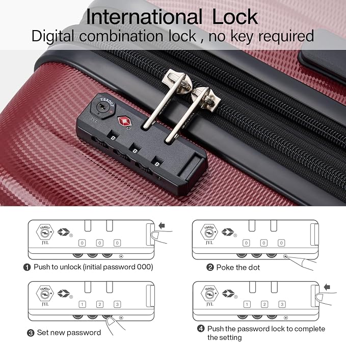 Hanke Expandable Hardshell Luggage Sets 3 piece Carry On Luggage - Image 8