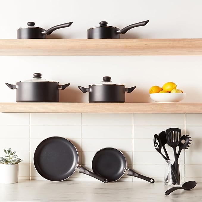 Amazon Basics Non Stick Kitchen Cookware 15-Piece Set, Non-Induction, Includes - Image 3