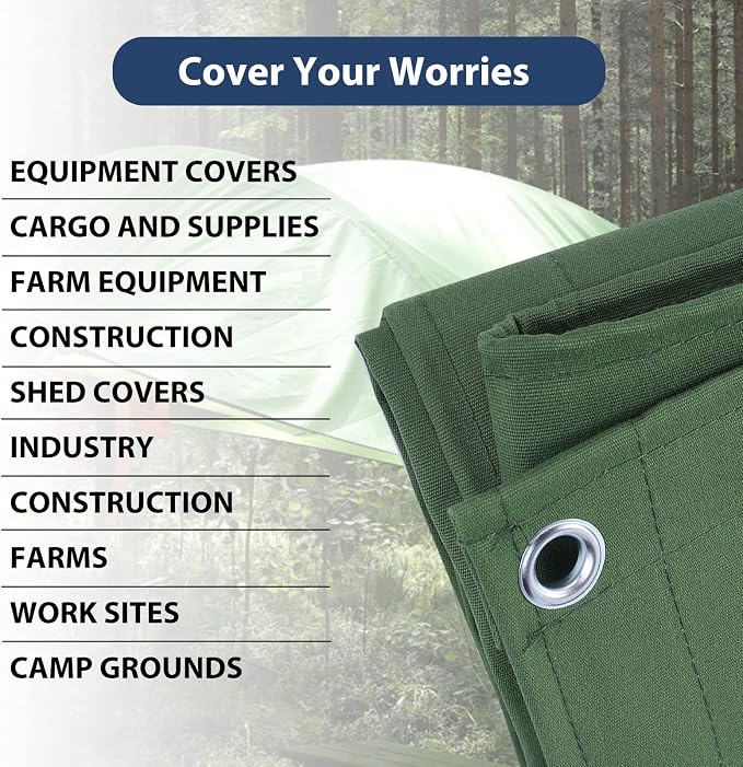 10’x12’ Canvas Tarps Heavy Duty Waterproof Tarpaulins - Image 6