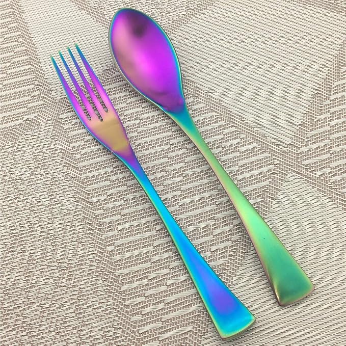 Rainbow Silverware Set, 6-Piece Stainless Steel Flatware Set Service - Image 9
