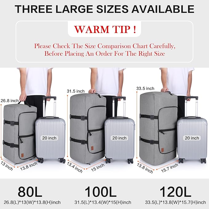 150L Duffle Bag for Travel, Extra Large Foldable Waterproof Travel Duffel Bags - Image 3