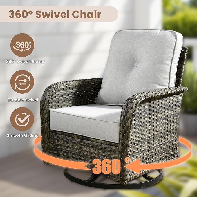 HOOOWOOO Patio Furniture Set, 5 Pieces Outdoor Conversation Set, All Weather - Image 2