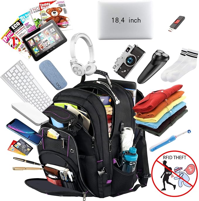 VECKUSON Unisex 18.4 Inch Laptop Backpack, - Image 3