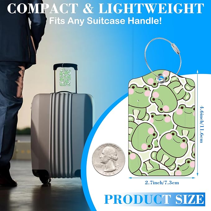Cute Frog Luggage Tags for Suitcases Leather Travel Tags for Luggage ID Label - Image 2
