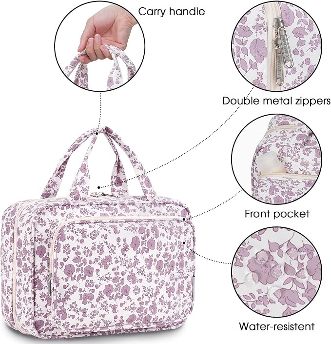 Travel Toiletry Bag for Women Large Hanging Makeup Bag Organizer Toiletries Bag - Image 5