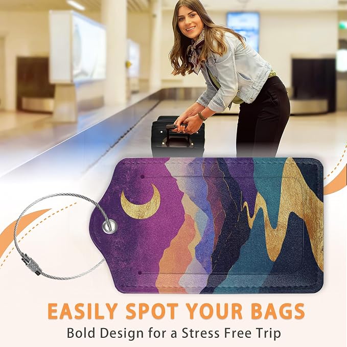 Colorful Abstract Mountain 3 Pack PU Leahter Luggage Tag - Image 4