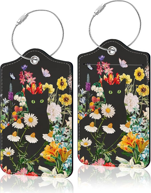 2 Pack Luggage Tag for Suitcase, Cute Unique Leather Suitcase Tags Identifiers by COWDIY