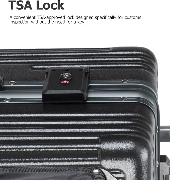 feilario 24in Aluminium Frame PC Hard Shell Spinner Wheels Luggage, Built-In - Image 7