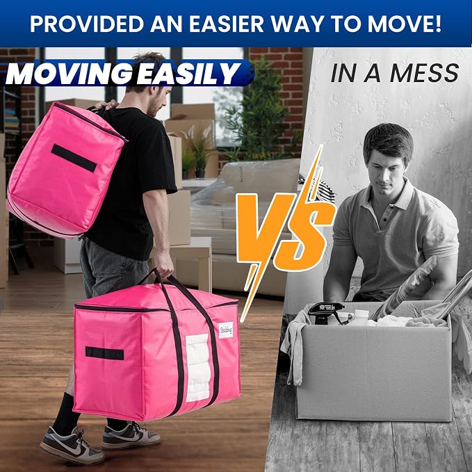 TAILI 2 Pack Pink Extra Large Moving Bags, Heavy Duty Totes - Image 5