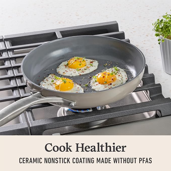 Calphalon® Premier Ceramic Nonstick 5-Piece Cookware Set, Mushroom Grey - Image 5