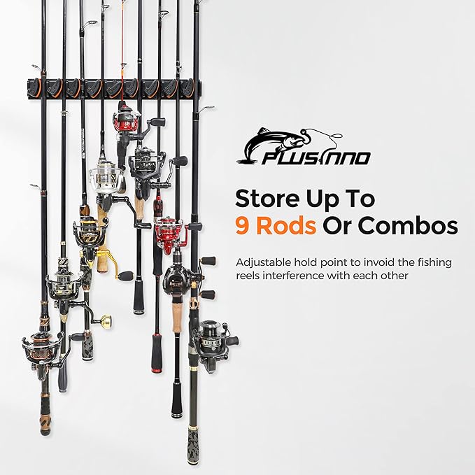 PLUSINNO V9 Vertical Fishing Rod Holders, Wall Mount 4-Pack - Image 2